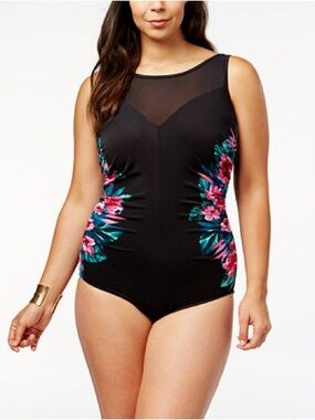 Miraclesuit Plus Size 18DD Tahitian Temptress Fascination Floral 1PC Swimsuit